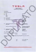 Certificat de conformité COC Tesla